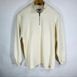 Vintage Lee Cream 1/4 Zip Sweatshirt XL USA
